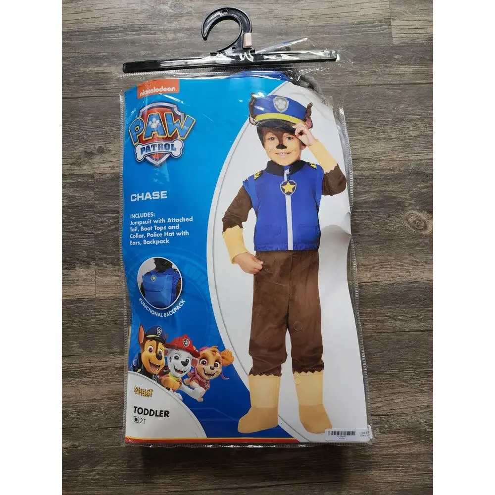 Spirit Halloween Toddler Chase Deluxe Costume PAW Patrol Size 2T Extra Chase Bag